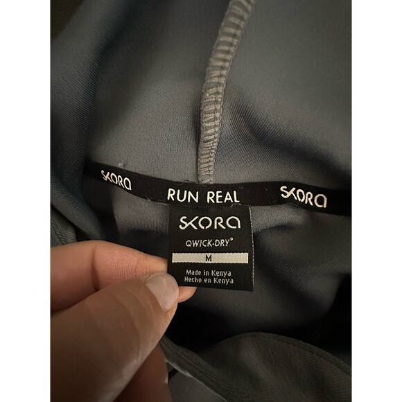 Skora Running Jacket Mens Medium Qwick Dry Hooded Pull Over Grey X2 - Picture 4 of 8